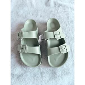 NWT Lane Bryant Women's Everyday Double Band Sandals Comfort Slides Buckle 9W